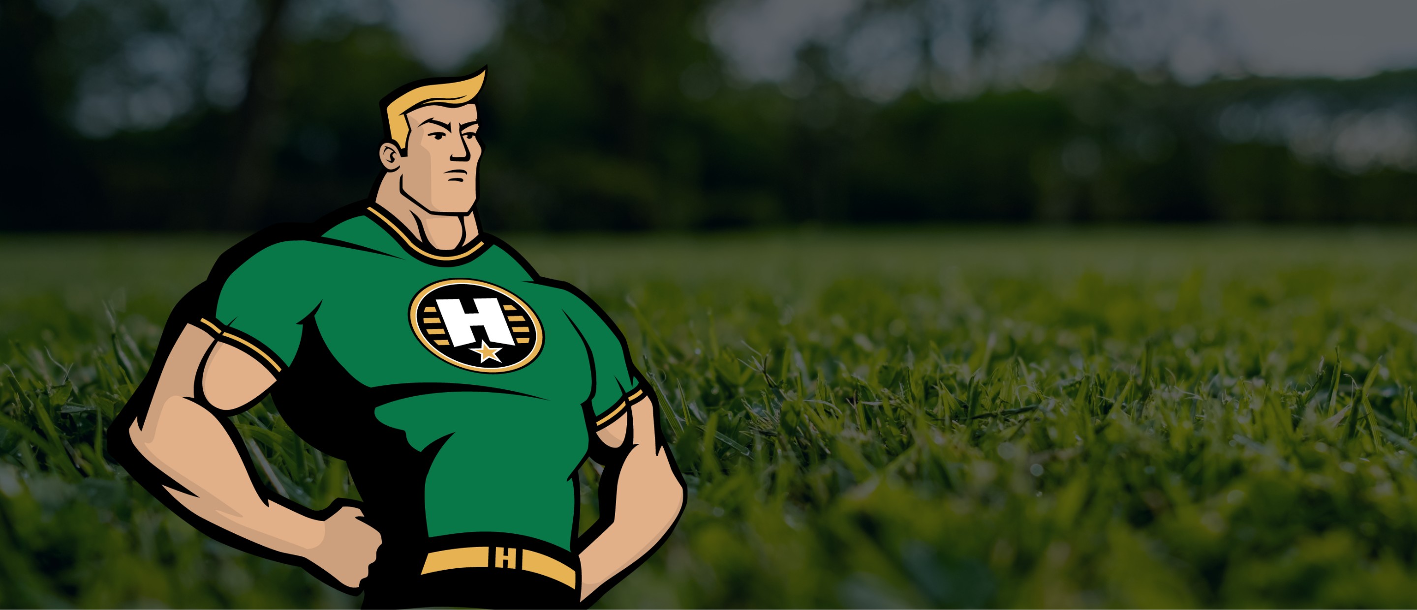 Hero Figure with Grass Background