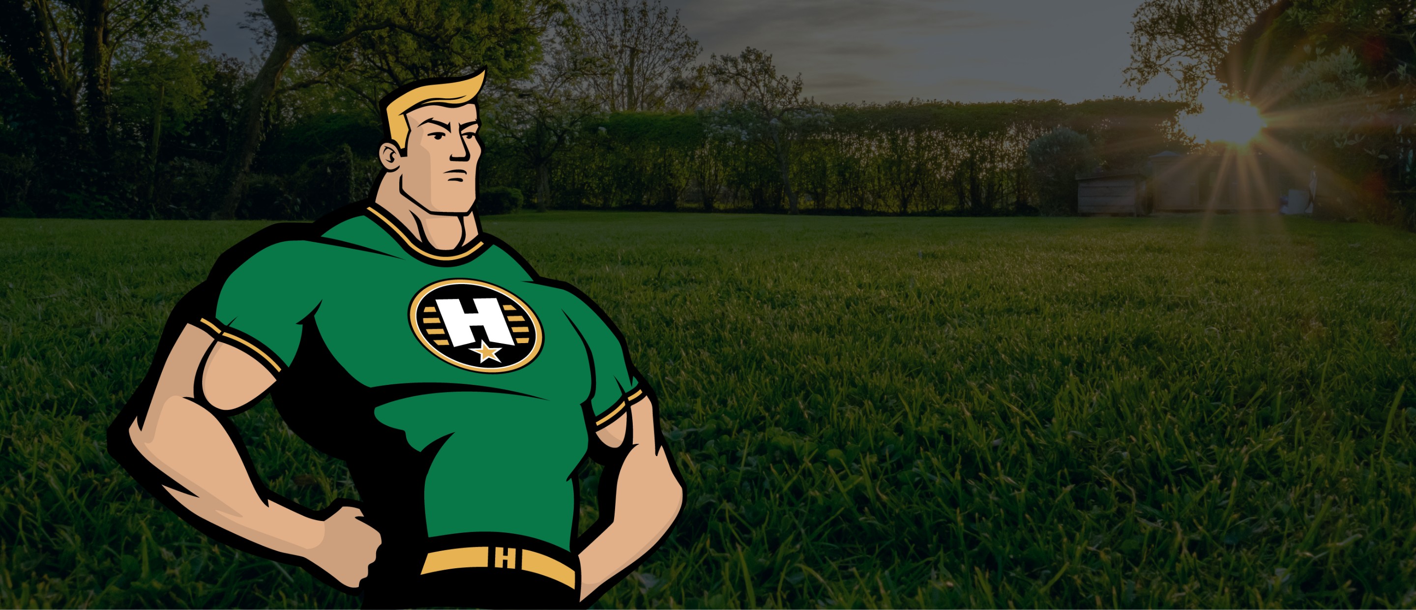 Hero Figure with Grass Background