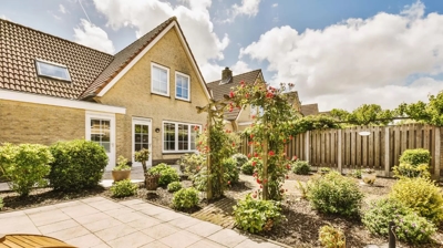 back patio of a house with hardscaping