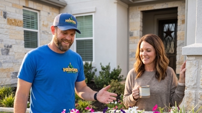 Landscaping contractor by Heroes Lawn Care in Cedar Park, TX
