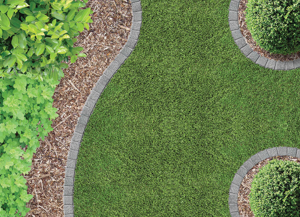 Residential Lawn with Curved Landscaping