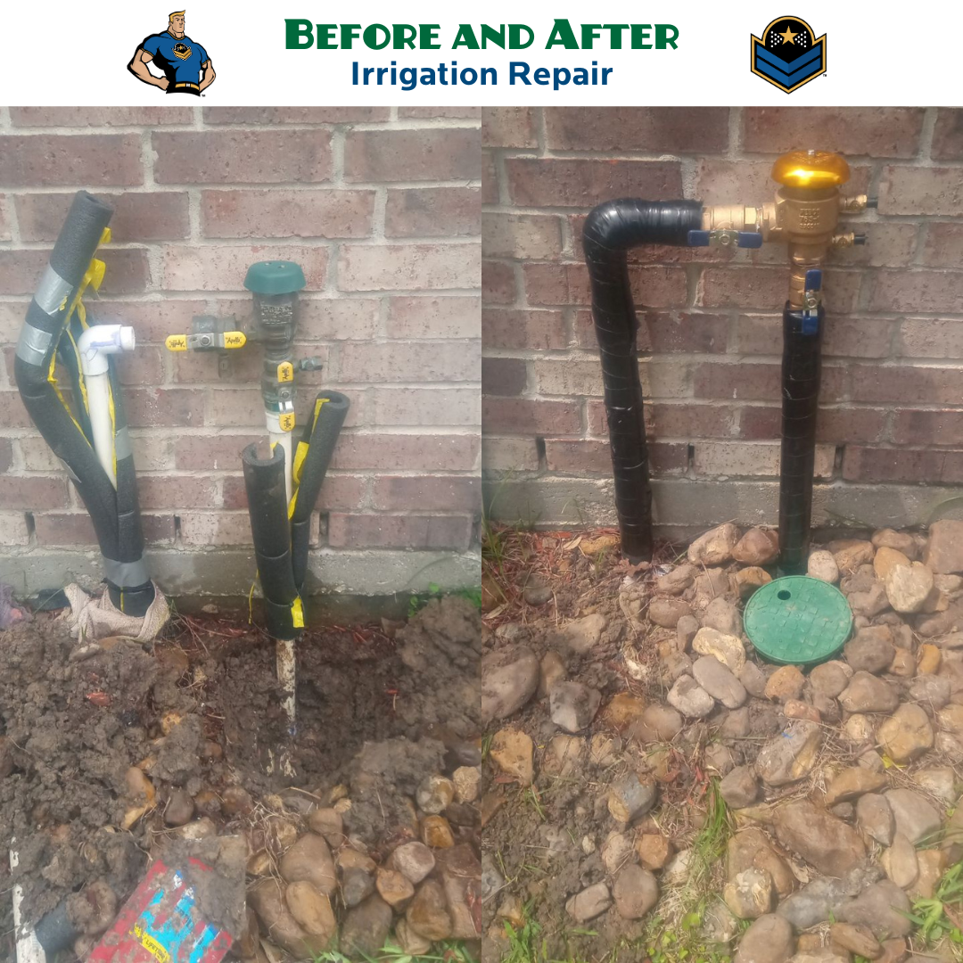 Professional Irrigation System Repair - Before and After Transformation by Heroes Lawn Care