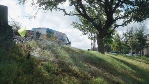 sprinkler spraying grass